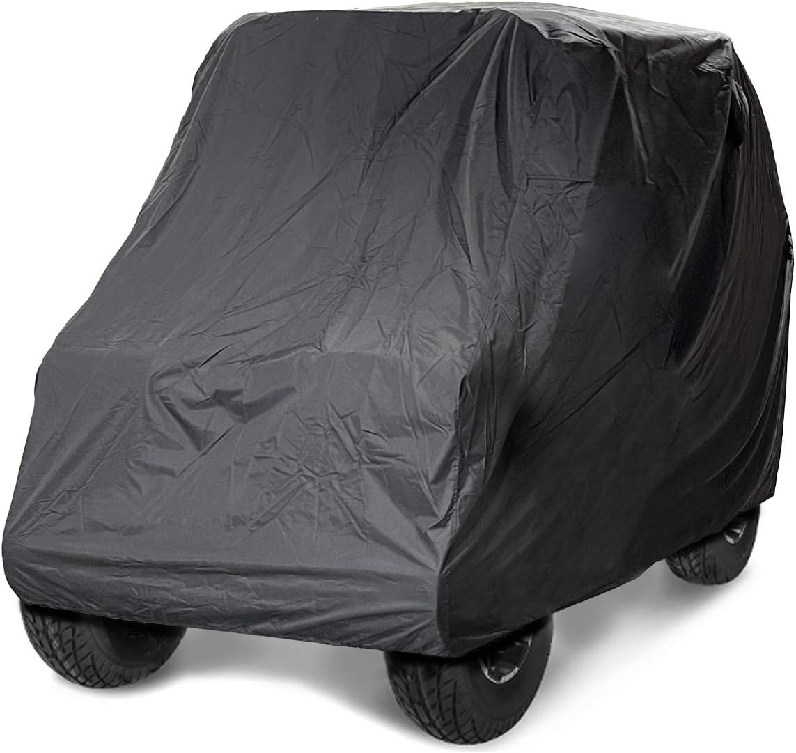 EliteShield Waterproof Quad 4x4 6x4 UTV Cover, Heavy Duty Utility Task Vehicle SXS Storage Cover, Black Color Fits UTV up to 120"L with roll cage for Polaris RZR Yamaha Can-Am Defender Kawasaki Ranger