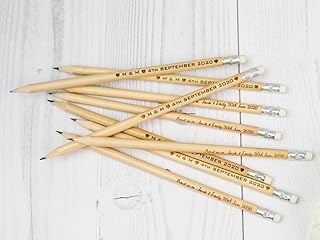 Personalized wedding favors for guests in bulk, Laser engraved custom pencils, Rustic wedding pencils favors, Unique wedding invitation gift, Natural wood pencils, Sharpened personalized pencils