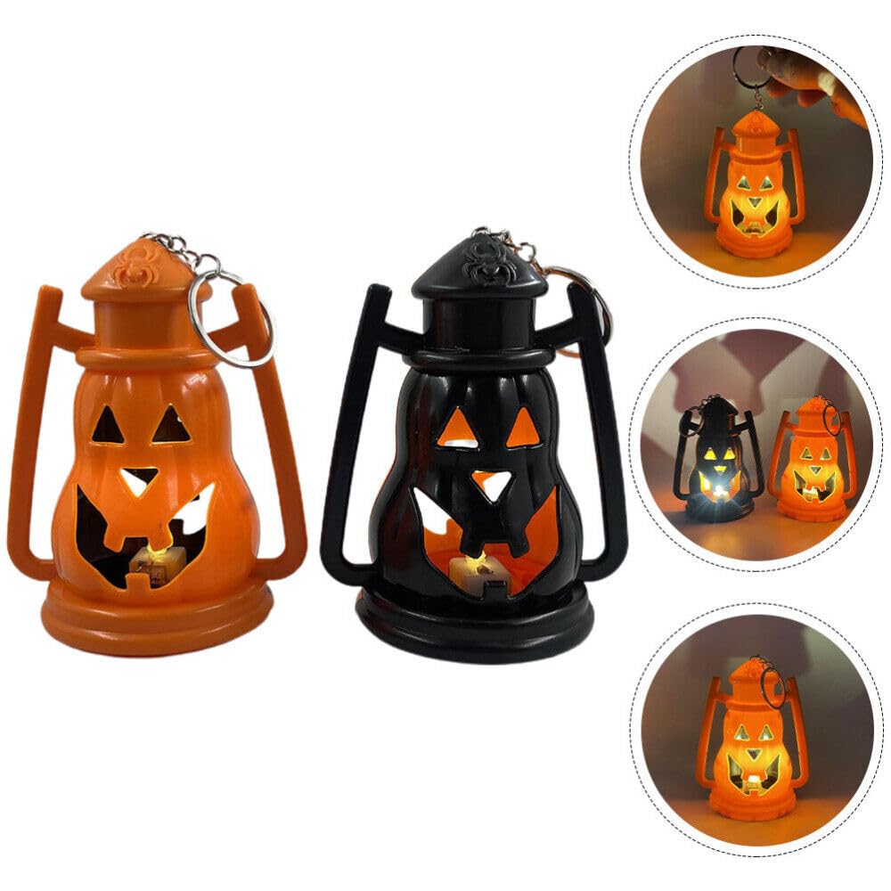 MY PARTY SUPPLIERS Jagmag® Pack of 2 Halloween Tea Lights Lanterns, Battery Operated Halloween Flameless LED Candles, Halloween Key Chains Delicate Halloween Decors Halloween Decorative Bag 1