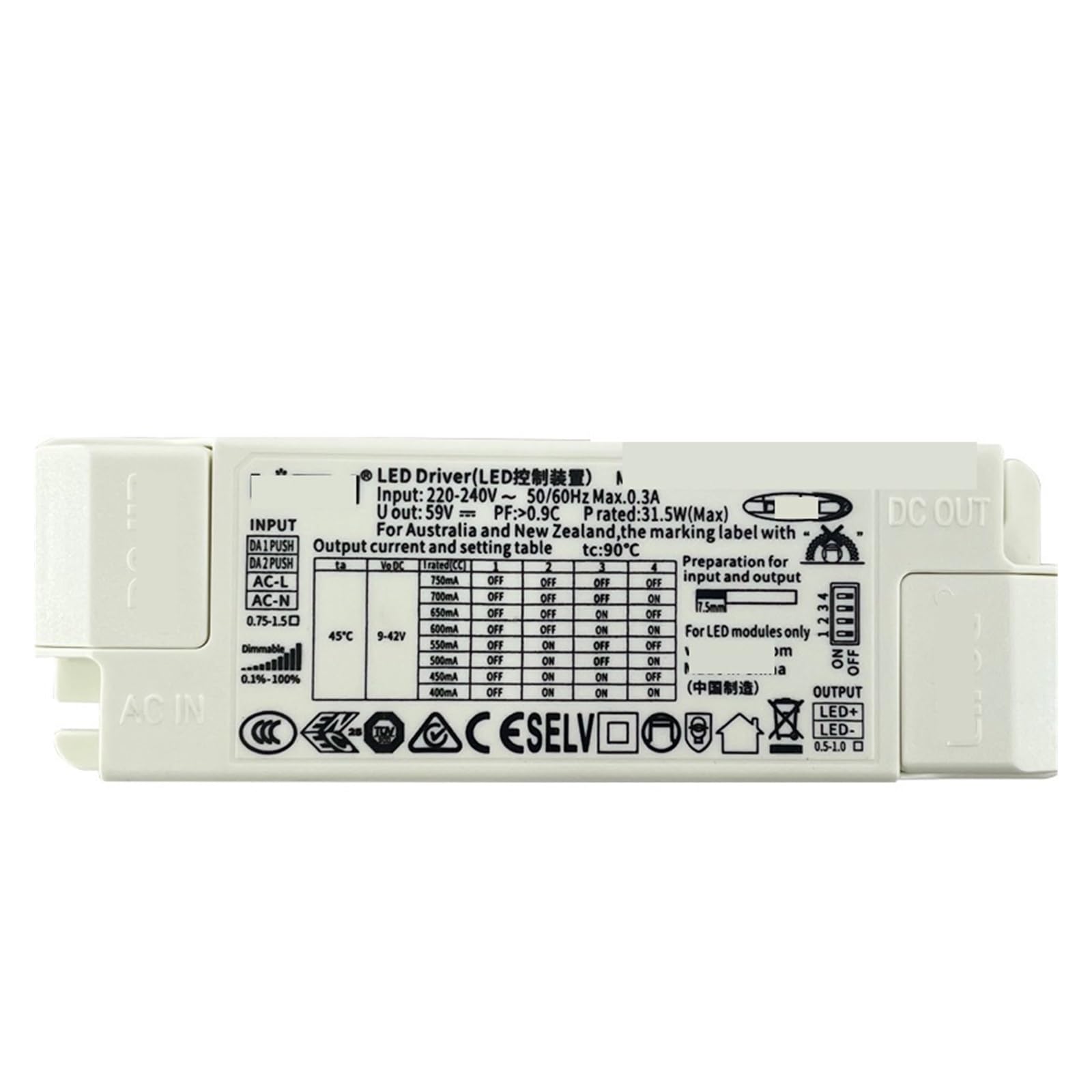 PWANUIGTE Intelligent System dimming Drive Monochrome LED Light Ballast Power Supply 12W 20W 40 12W-400MA 150-400MA 20W-500MA 250-500MA(30W-750MA 400-750MA)