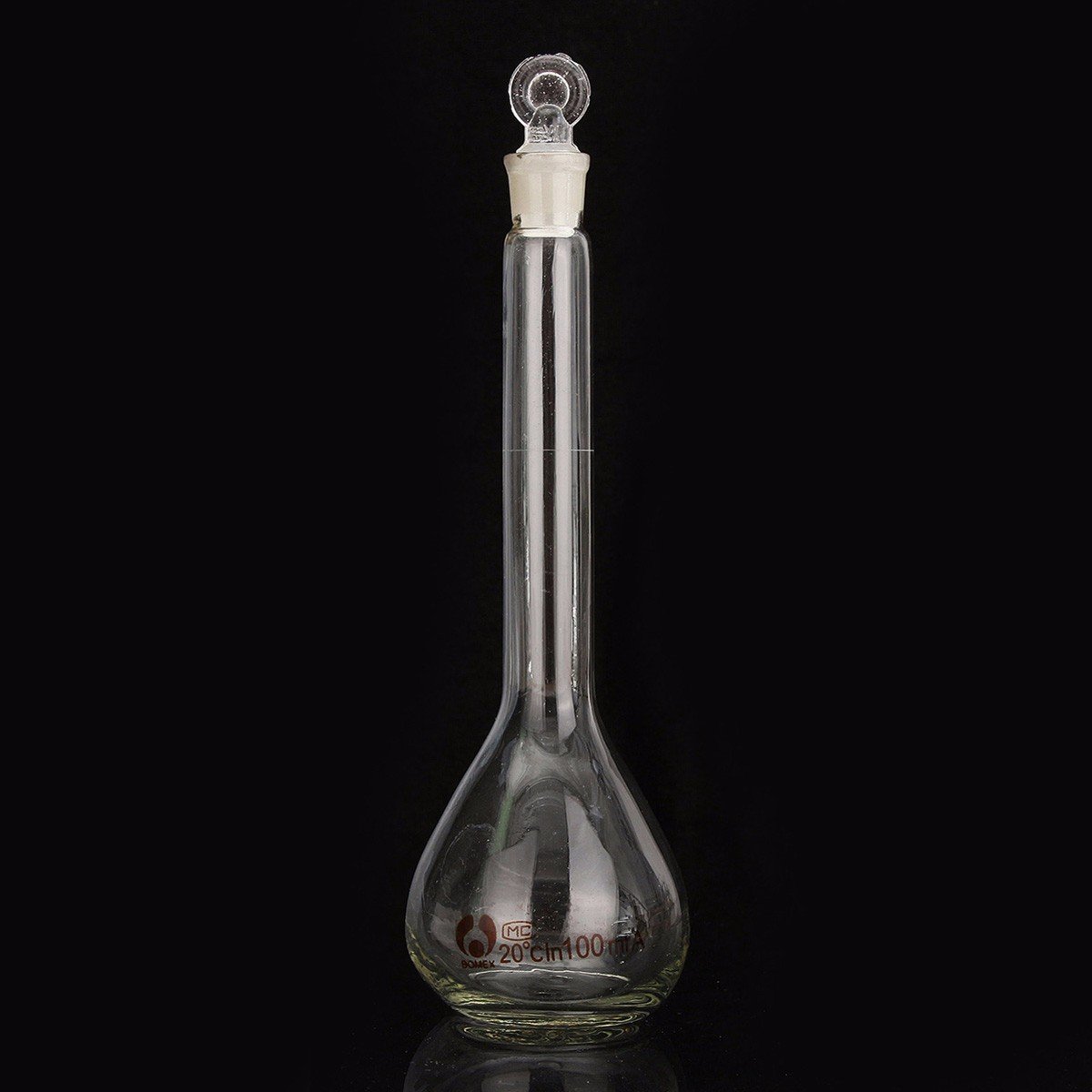 Fiole Jaugée En Verre Borosilicaté Transparent, 100 Ml, Avec Bouchon