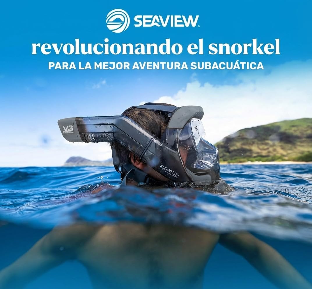 Seaview 180 V3 Maschera integrale da snorkeling per adulti - La V3 è l'attrezzatura perfetta per lo snorkeling per adulti - Maschera da snorkeling con visione panoramica a 180 gradi e respirazione