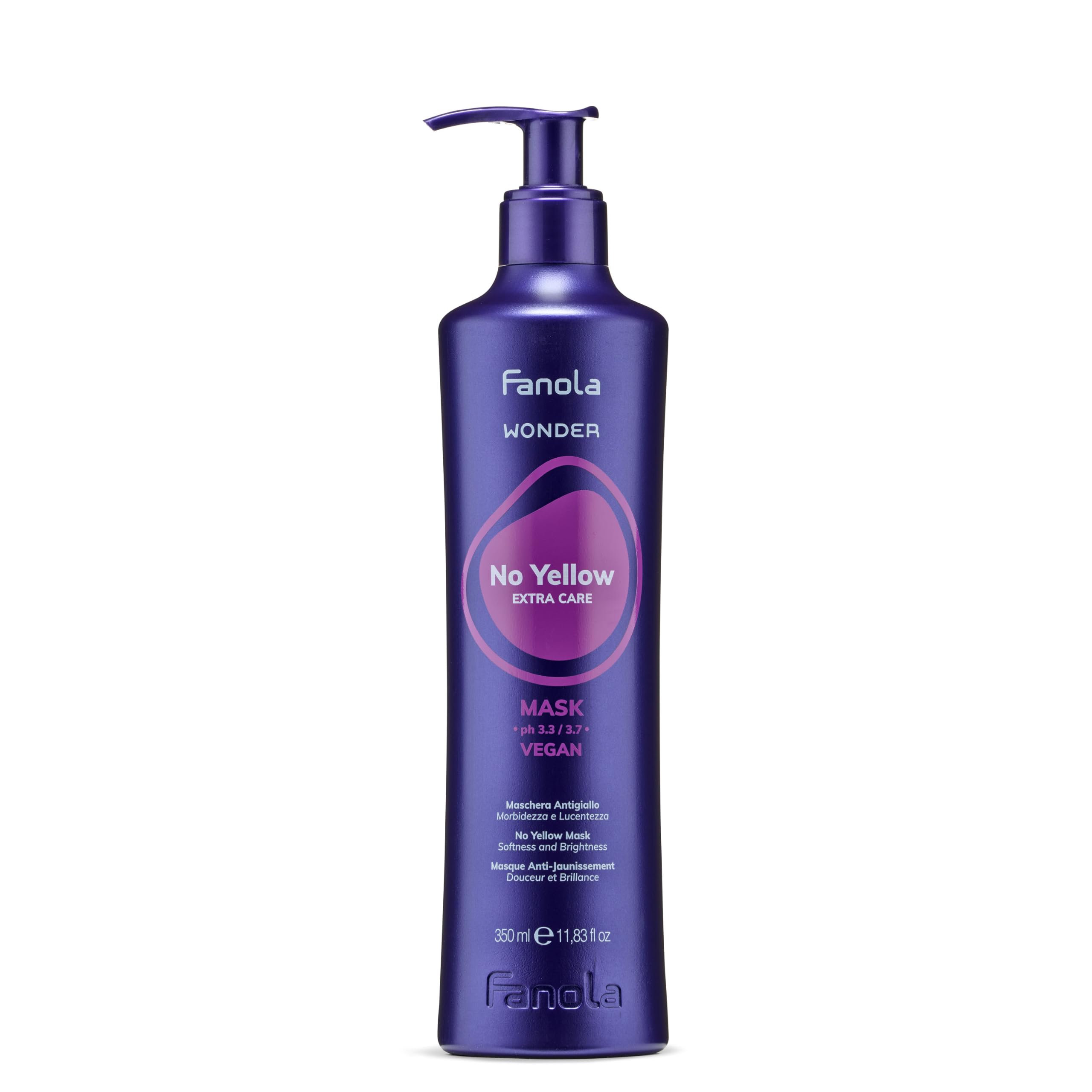 Fanola Wonder No Yellow Mask, Anti-Yellow Shampoo for Blonde, Lightened, Bleached or Grey Hair, Counter Yellow Tones with Leaving Hair Soft, Hydrated and Shiny, 350ml