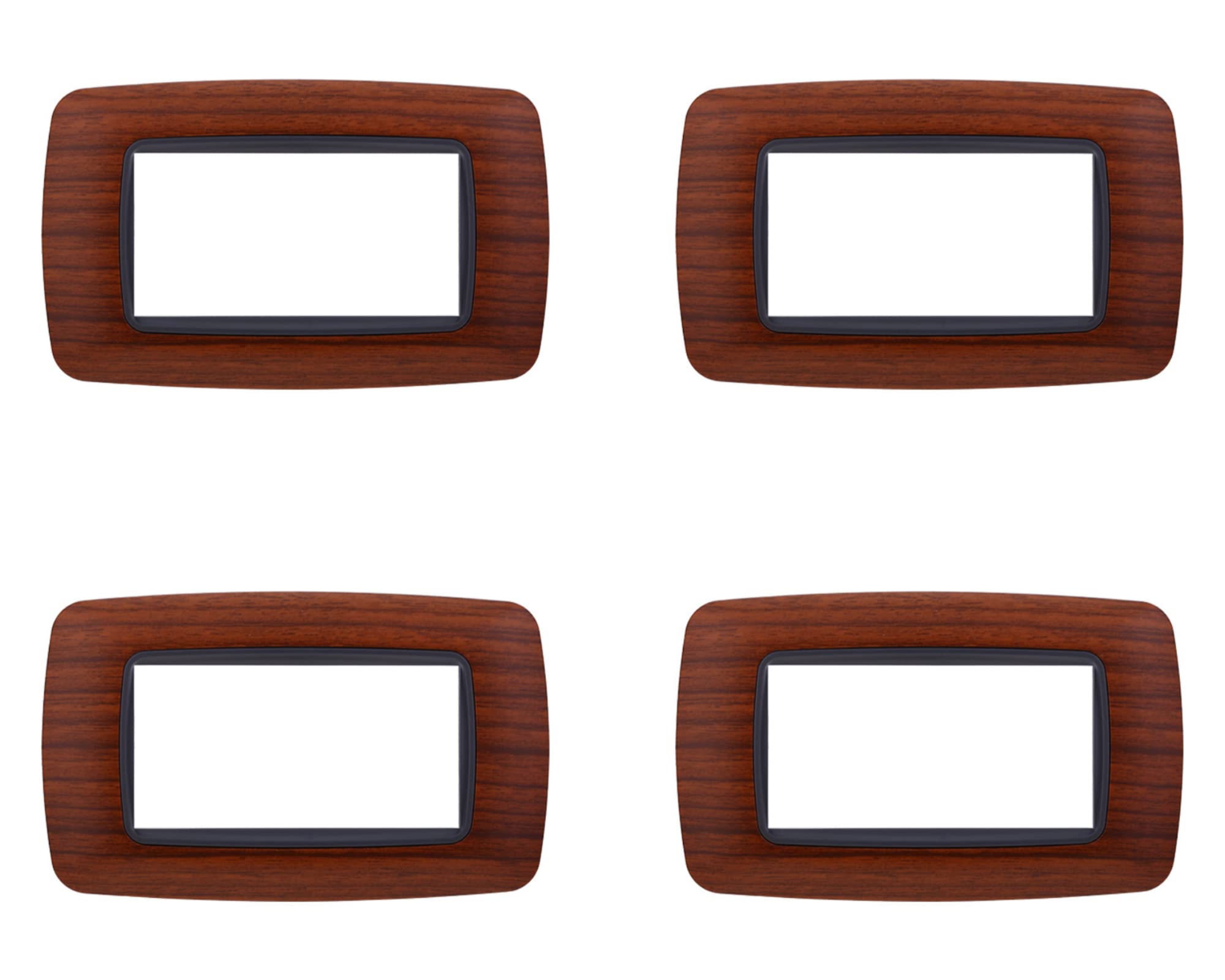 4 Placas De Plástico, Modelo Abombado, Compatible Con Bticino Living Light (3 Plazas/módulos, Oro Brillante