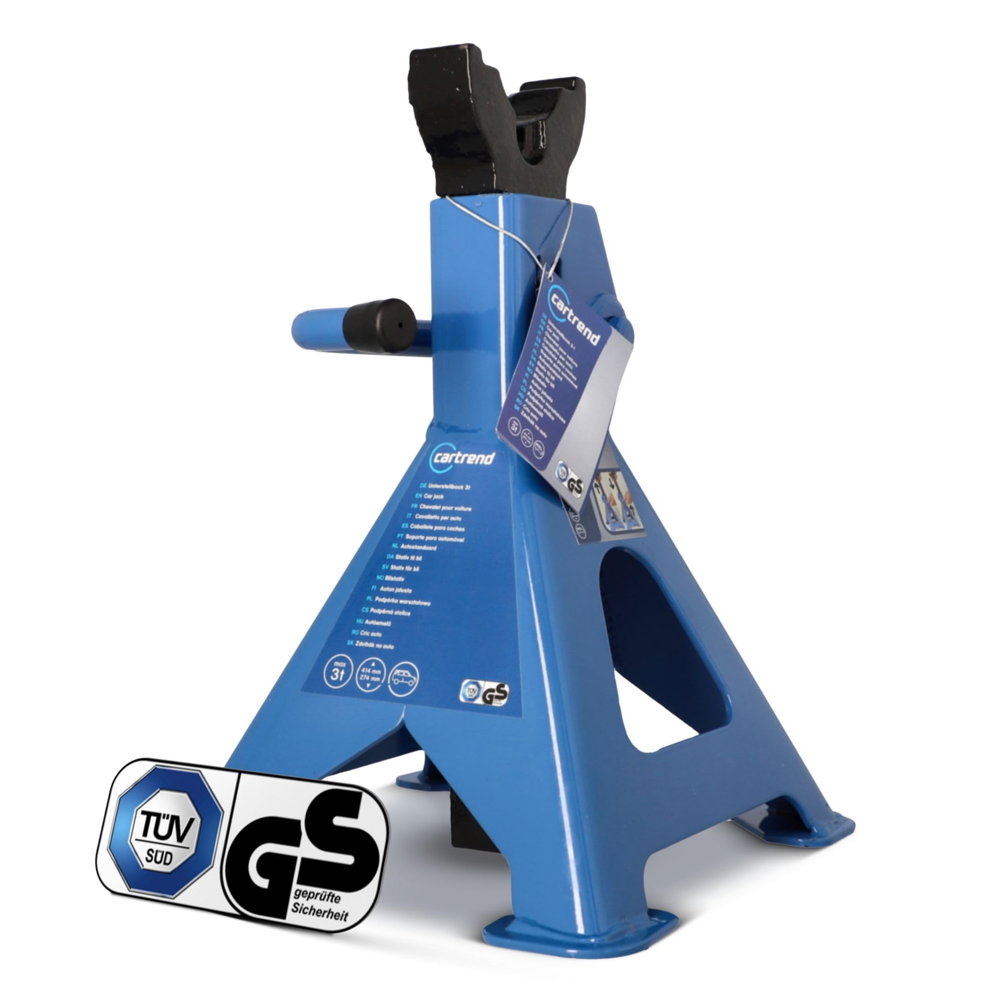 CARTREND Unitec 10889 Profi 3 tonnes de sécurité réglables en Hauteur pour Voiture Bleu 3000 kg