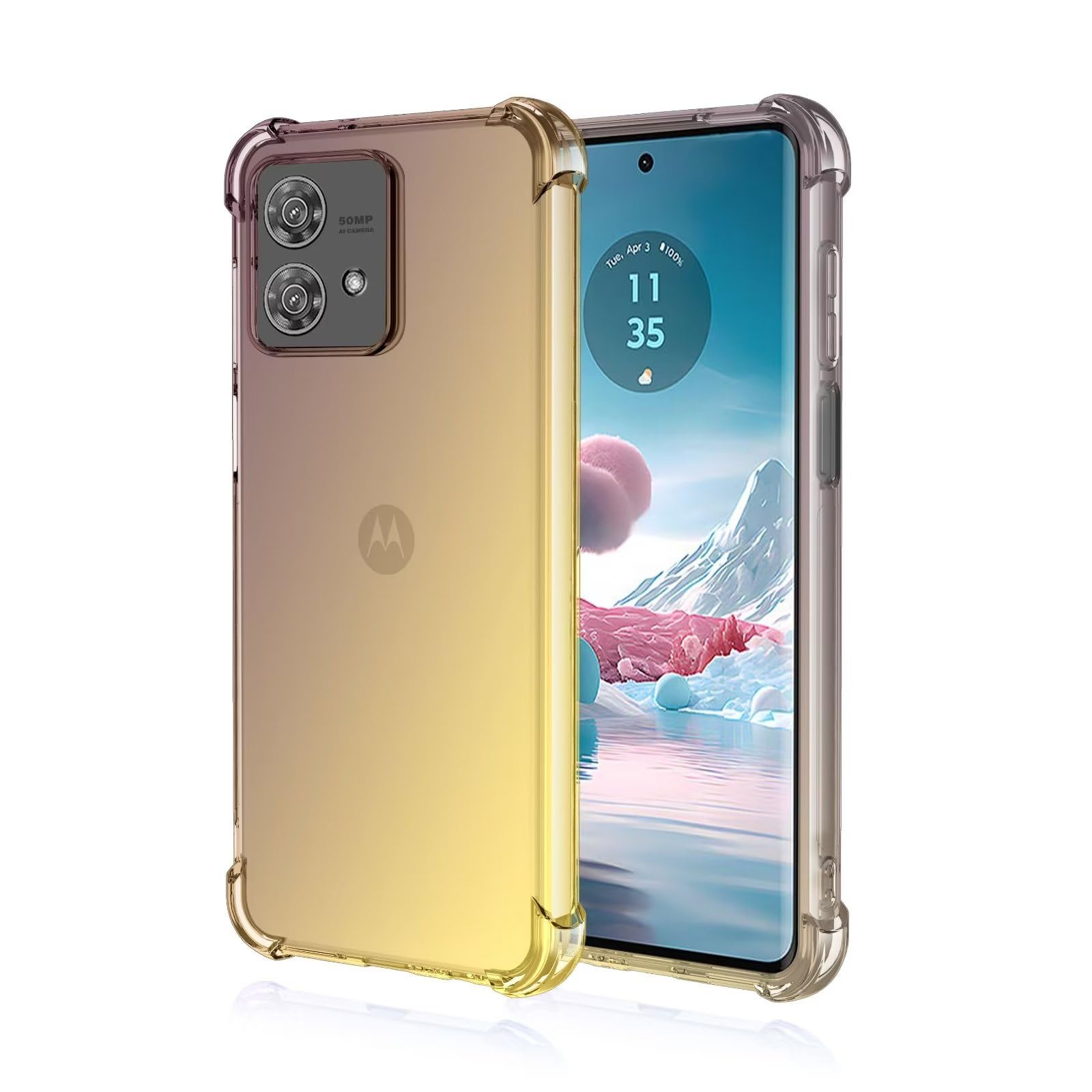 EASSGU Custodia per Motorola Moto Edge 40 Neo (6.55 Inches), Cover Silicone TPU Colore Sfumato Trasparente, Custodia per Telefono Antiurto e Antigraffio - Oro Rosa
