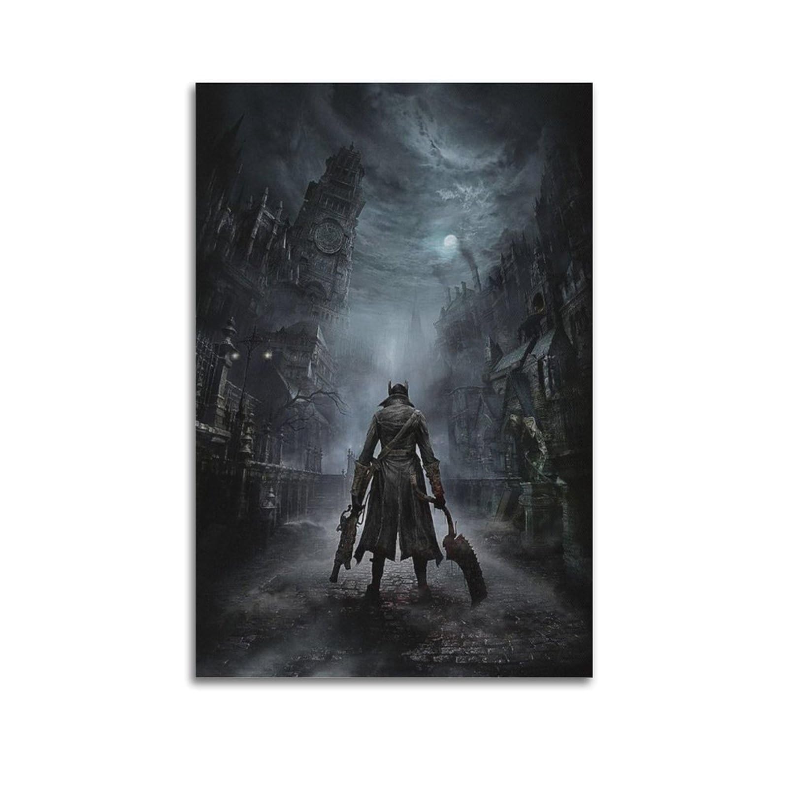 TESUXYEHH Video Game Poster Bloodborne Poster Decorative Painting Canvas Wall Posters And Art Picture Print Modern Family Bedroom Decor Posters 20x30inch(50x75cm)