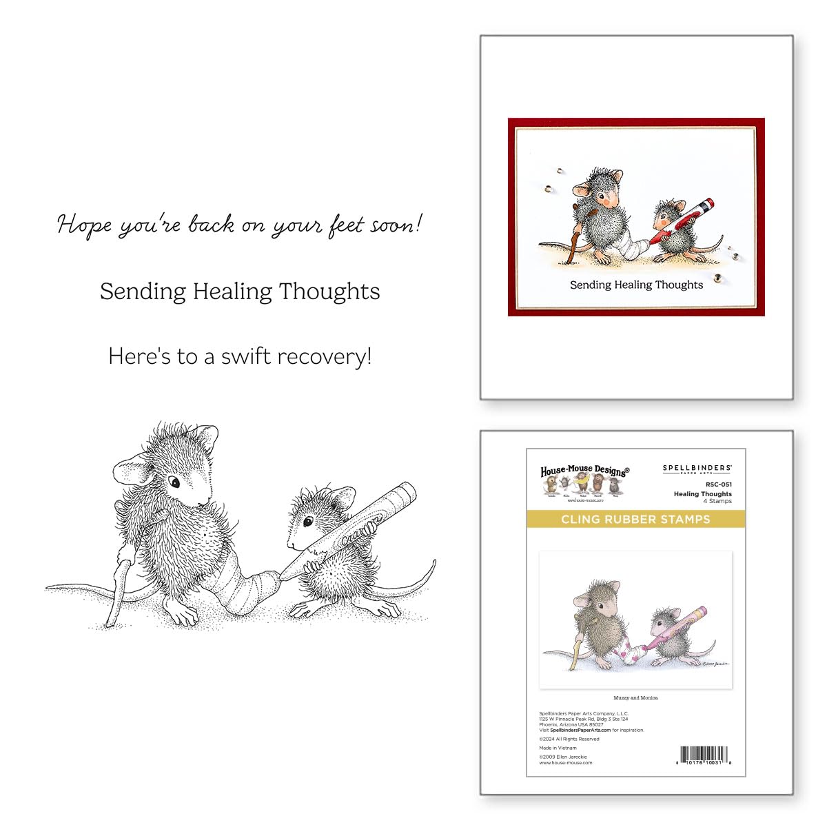 Spellbinders Multi Healing Thoughts Cling Rubber Stamp Set From The House-Mouse Creative Day Collection