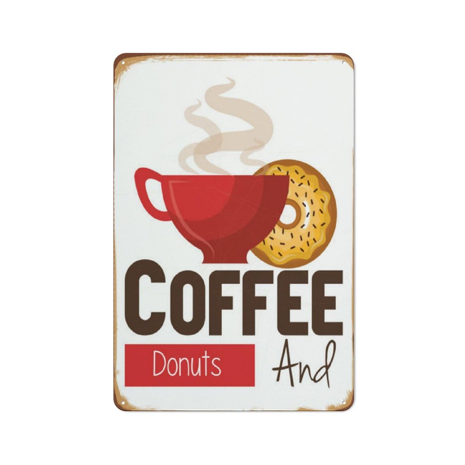 peiyeety Vintage Coffee and Donuts Coffee Foodie Lover Food Novelty Drink Hanger Poster Metal Aluminium Tin Sign Wall Decor 8"x12"