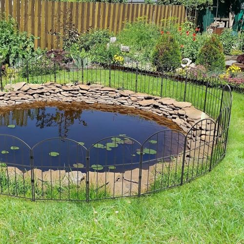 WELDUN Gartenzaun 10 Stücke Metall Zaunelemente Dekoration Zaun für den Garten 320 cm (L) x 61 cm (H), Gitterzaun Set Oberbogen Zaun für Hunde