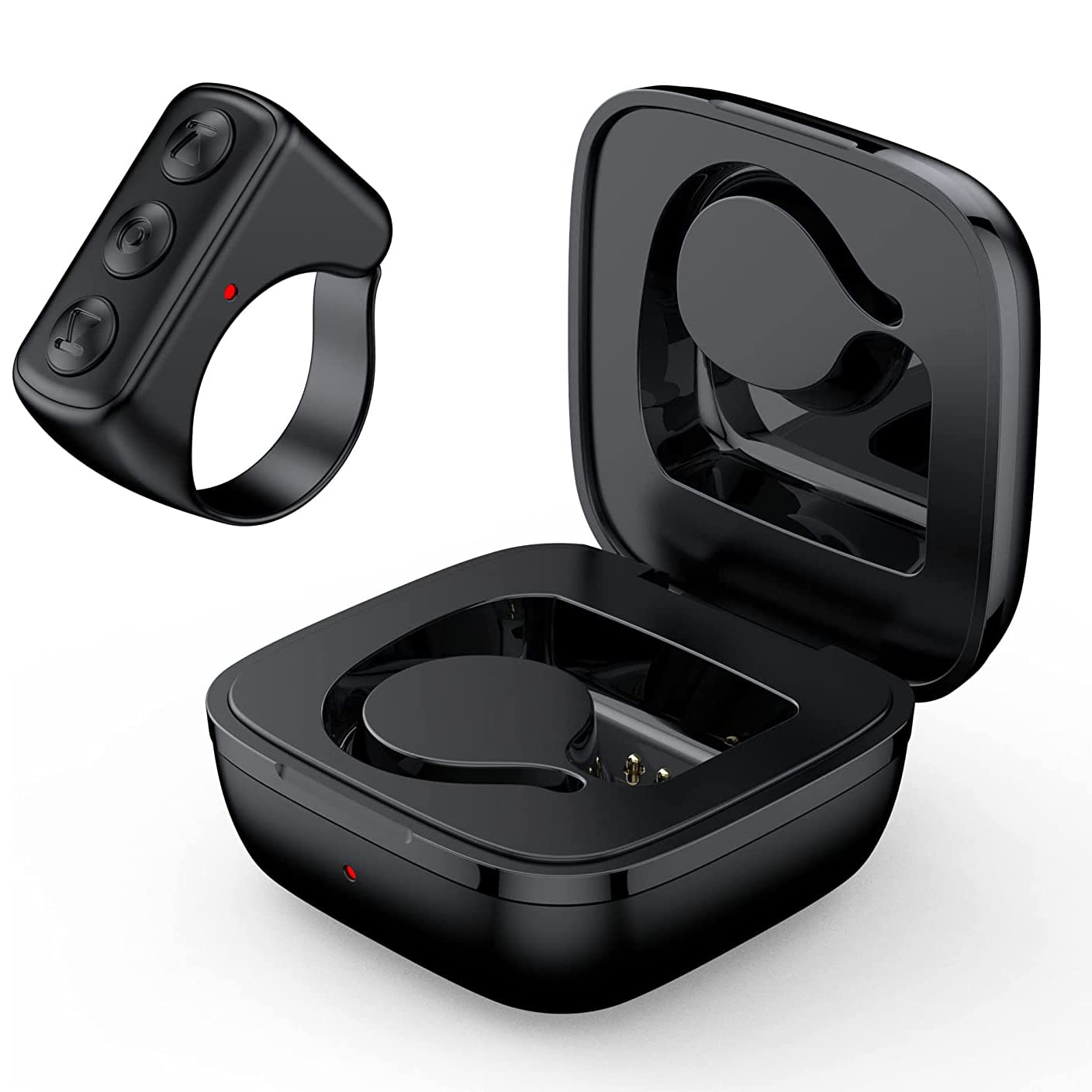 Angju Bluetooth Remote Control TIK TOK Wireless Page Turner Camera Remote Shutter Selfie Button Controller with Charging Case for iPhone Android Ipad Cell Phone