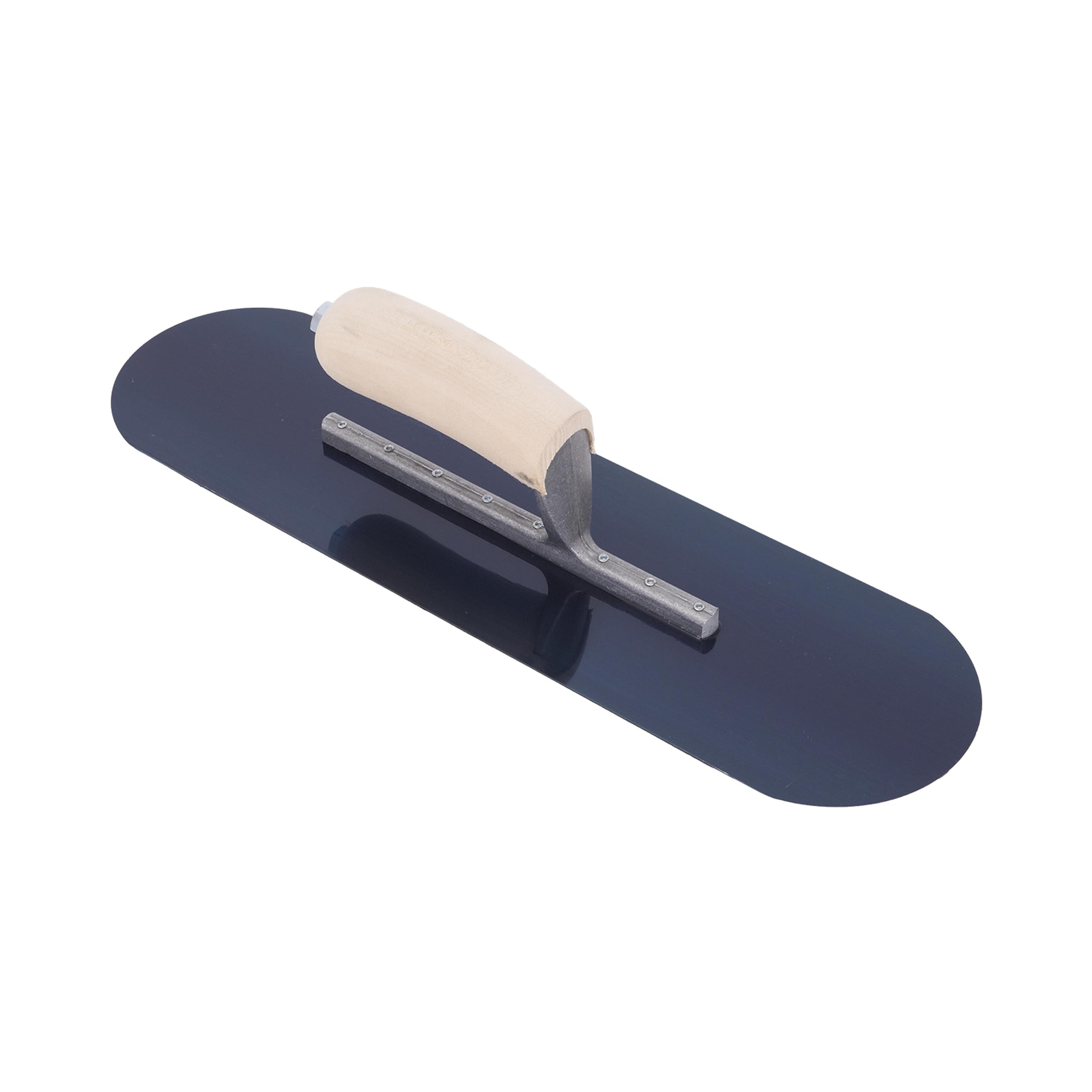 Cazzuola da piscina Marshalltown con manico in legno, acciaio blu, cazzuola per pavimenti e calcestruzzo, dimensioni della cazzuola: 406x114 mm