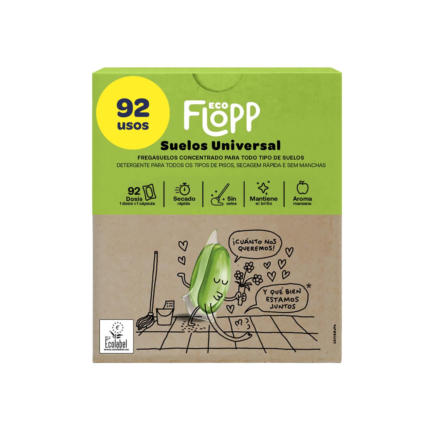 Fregasuelos Universal Ecológico 92 Cápsulas Aroma Manzana EU Ecolabel Concentrado