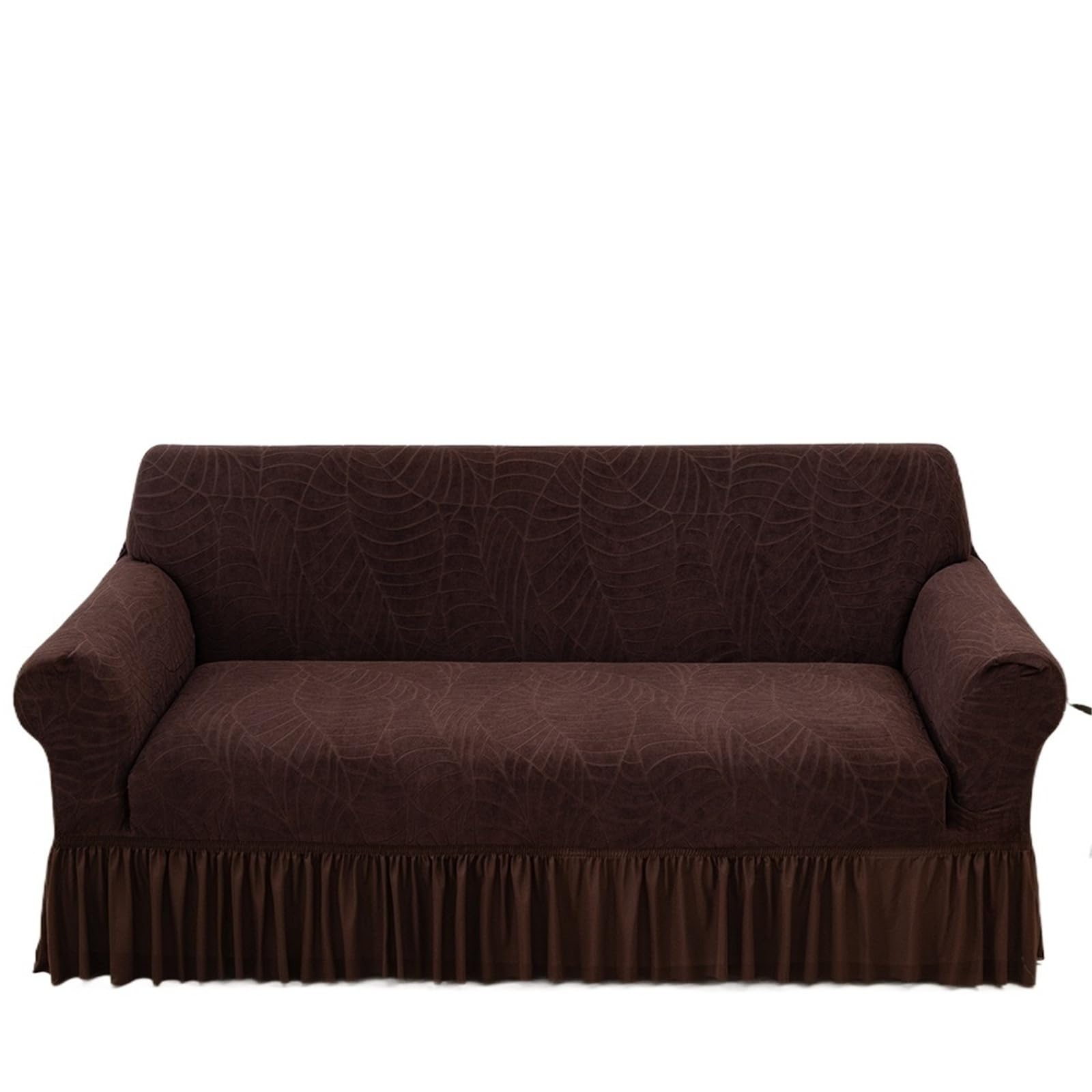 GCYEIDMA Skirt Sofa Cover Jacquard Sofa Slipcover with Skirt Stretch Cover for Living Room Couch Covers Easy Fitted Washable(Light brown,3-seater 190-230cm)