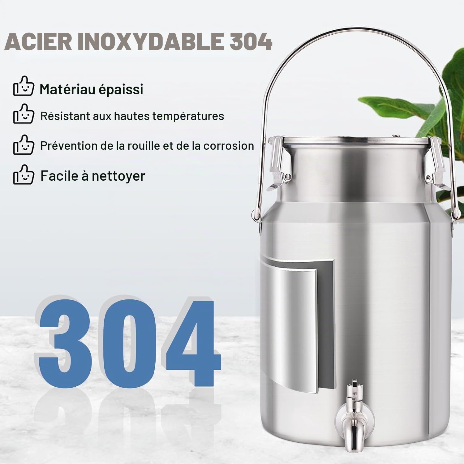 YUCHENGTECH Bidon à Lait en Acier Inoxydable 304 5L