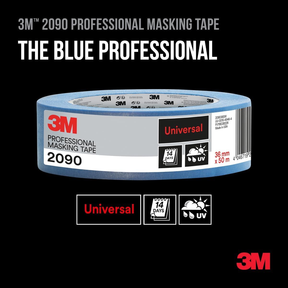 3M Nastro di Mascheratura 2090, Multiuso, Blu- 9 Rotoli, 24 mm x 50 m - Nastro Adesivo Multiuso Scotch per Lavori di Pittura e Decorazione