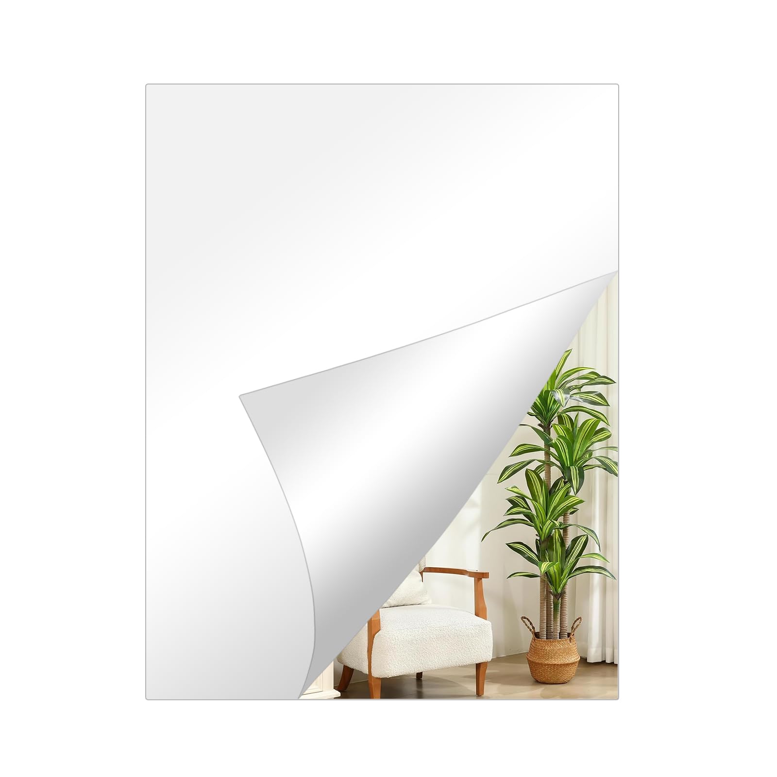 DRERIO 7mm Thick Acrylic Mirror, 50 x 40 CM Rectangular Shatter Resistant Self Adhesive Wall Mirror Comes with 36 Pcs Double Sided Tape for Bedroom Bathroom 1pcs
