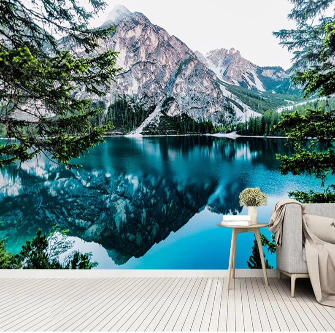 Vue sur le lac papier peint moderne pour salon TV cocooning