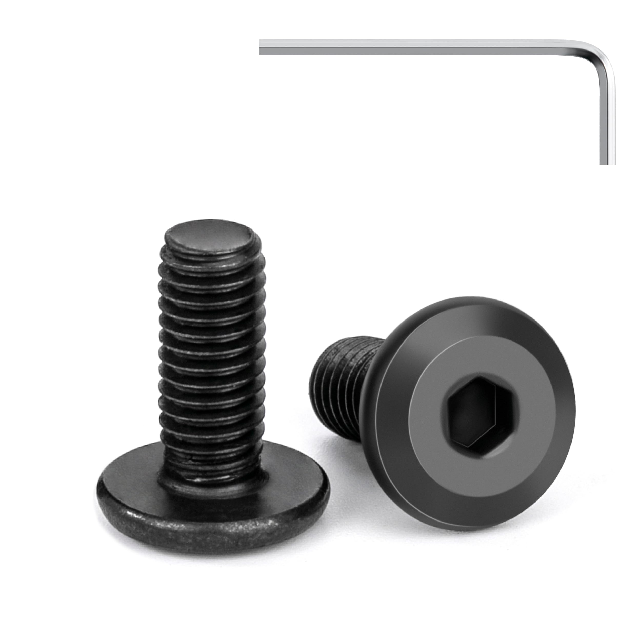 Viti a Testa Piatta M5 x 12 mm Nero Acciaio Inox A2 V2A Bulloni per Mobili con Chiavi a Esagono Filettatura Completa