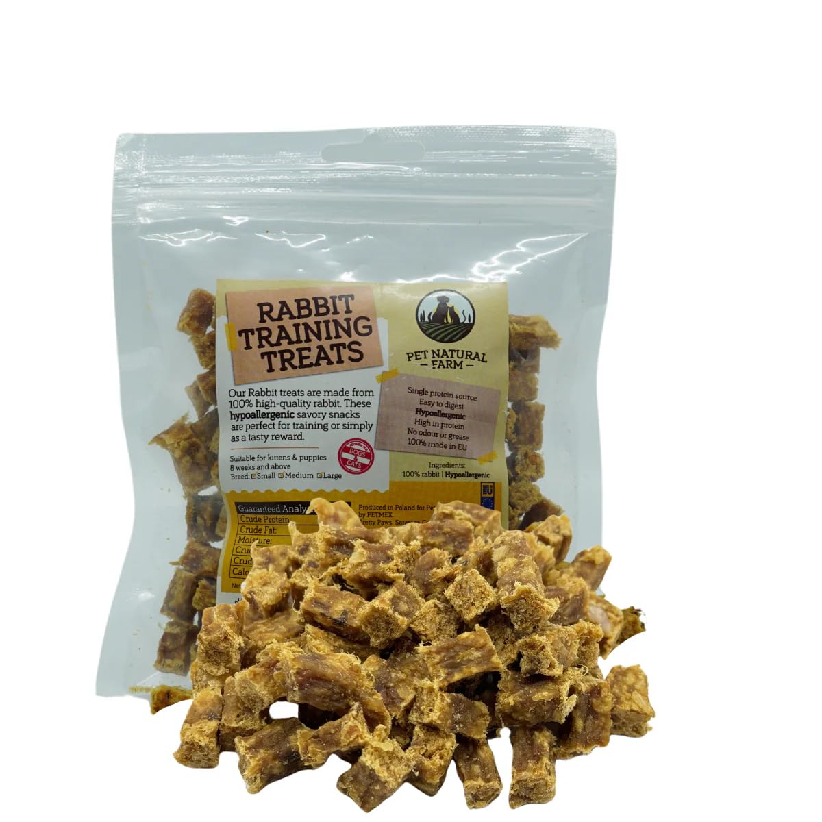 Pet Natural Farm Rabbit Training Treats for Dogs, Made with 100% single ingredient and gently air-dried Dog Treats, Low in Fat (100g)