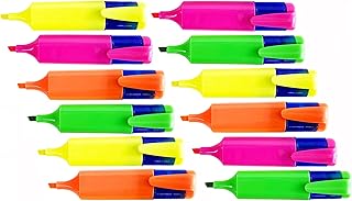 SOL 12pk Highlighters | Chisel Tip Marker Pen | Highlighter Pens Multipack | Assorted Colours Highlighter Pens | Office Stationary Supplies | Fluorescent Ink Highlighters