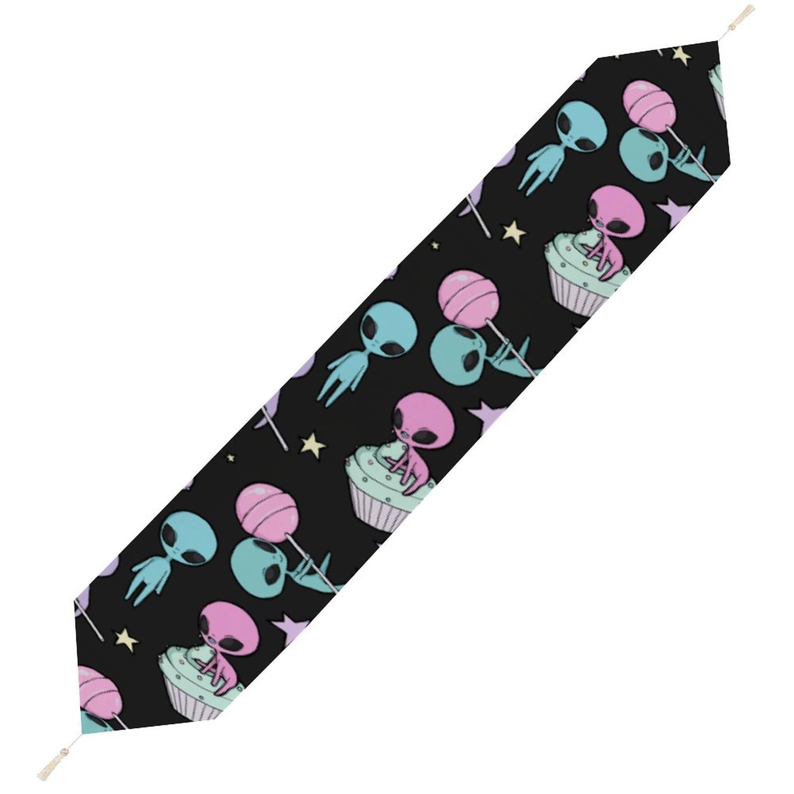 JZemdybill 229*33cm Table Runner with Tassel, Alien Table Runner, Table Decoration for Kitchen, Party, Restaurant
