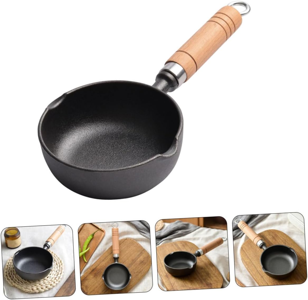 Mini Butter Melting Pot with Wood Handle, Iron Oil Heating Pan