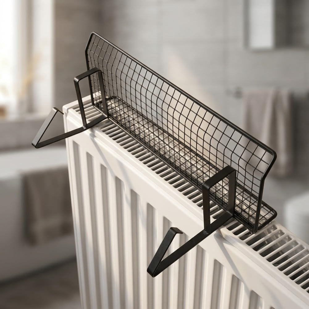 Mensola per termosifone, 40 cm, in metallo, per asciugamani e vestiti, salvaspazio, con struttura aperta, per bagno e cucina