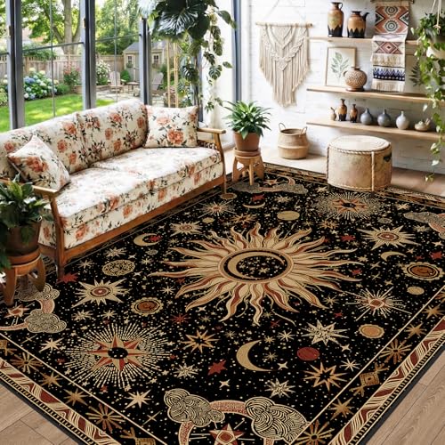 Tapete 5x7 Área Estilo Boho Gótico Lavable Antideslizante miniatura 1