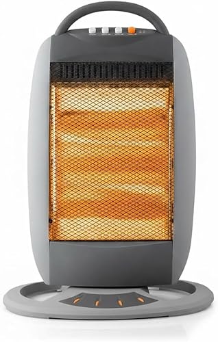 Estufa Halógena Oscilante. Tres Niveles De Potencia: 400w-800w-1200w. Totalmente Silencioso. Emisión Instantánea De Calor. Tres Barras Halógenas.