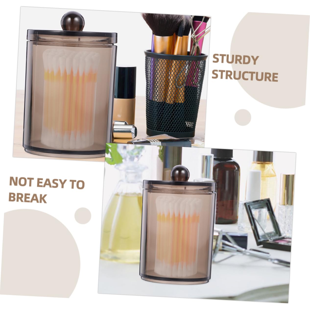 IMIKEYA 9stücke Baumwollstäbchen Aufbewahrung Eleganter Transparent-schwarzer Organizer Für Bad Und Kosmetik Für Wattepads Zahnseide Und Make-up Zubehör Platzsparend Und Praktisch