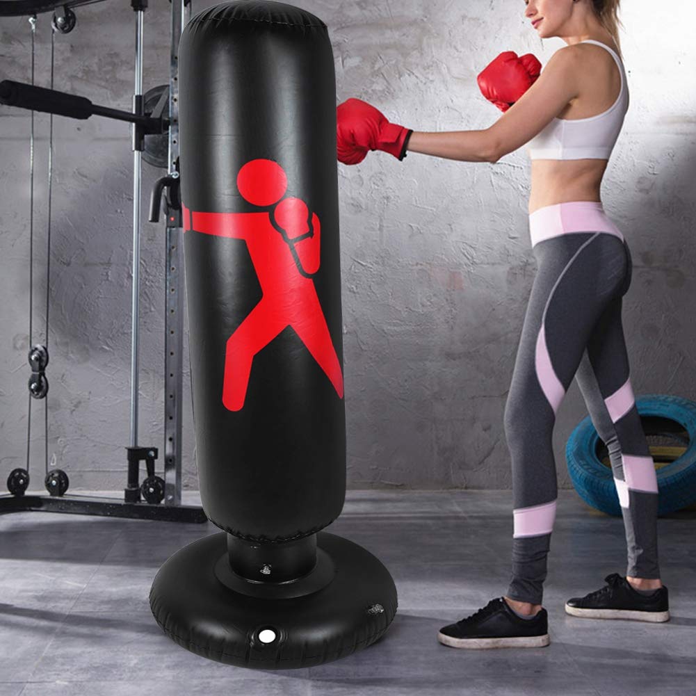 Sacca da boxe gonfiabile autoportante, sacco da allenamento fitness in PVC da 160 cm, attrezzatura da boxe per adulti, sacco da boxe tumbler resistente, ideale per allenamento casa e palestra