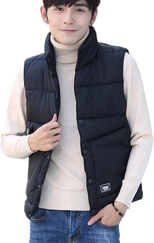 Amazon Sanku メンズ ダウンベスト 立ち襟 スタンドカラー 袖なし 超軽量 中綿 ポケット 大人気 カジュアル ジャケット アウトドアウェア ダウン タンクトップ ベスト 半袖 秋冬 無地 厚手 防寒 暖かい 大きいサイズ ブラック L ベスト 通販