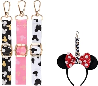 3PCS Mouse Ear Holder for Backpack, Adjustable Keychain Lanyard Organizer Decor, Theme Park Trip Essentials Bag Charm