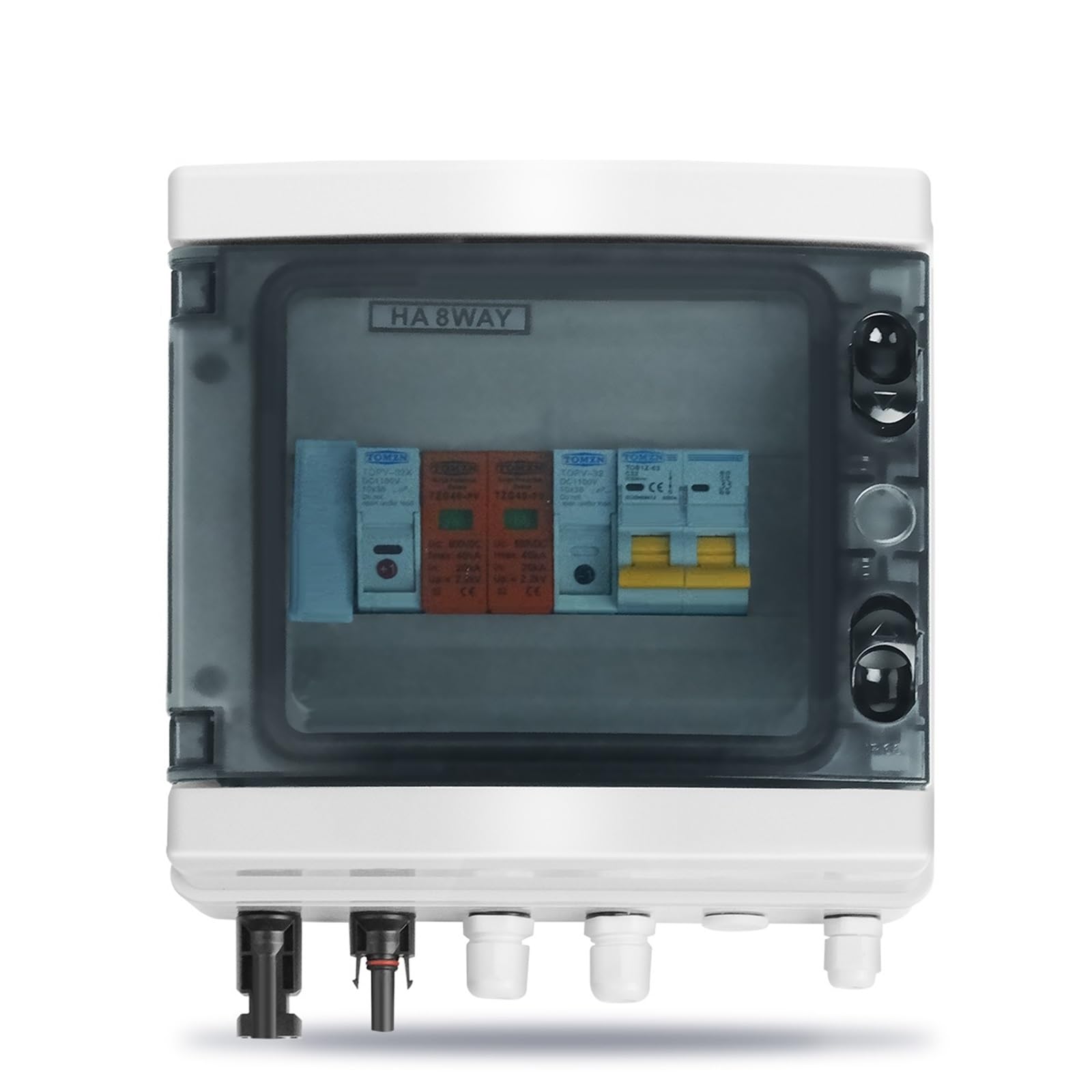 Quadro Elettrico Esterno,Consumer Unit Quadro di combinazione fotovoltaico solare con protezione contro i fulmini 1ingresso 1uscita DC 600V fusibile MCB SPD scatola impermeabile IP65(25A DC MCB)