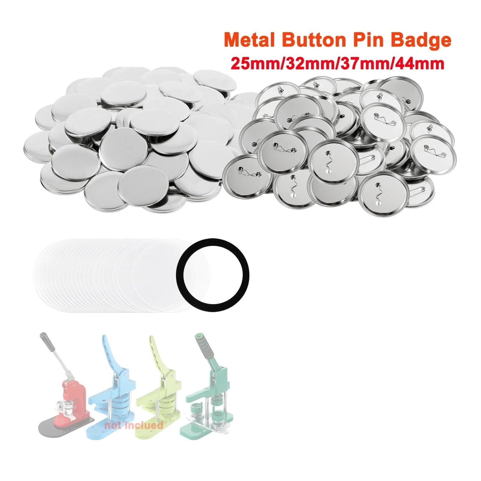 200 set di parti for bottoni for spille con badge in metallo da 25 mm, 32 mm e 37 mm, parti for bottoni for badge vuoti Realizzazione efficiente(25mm)