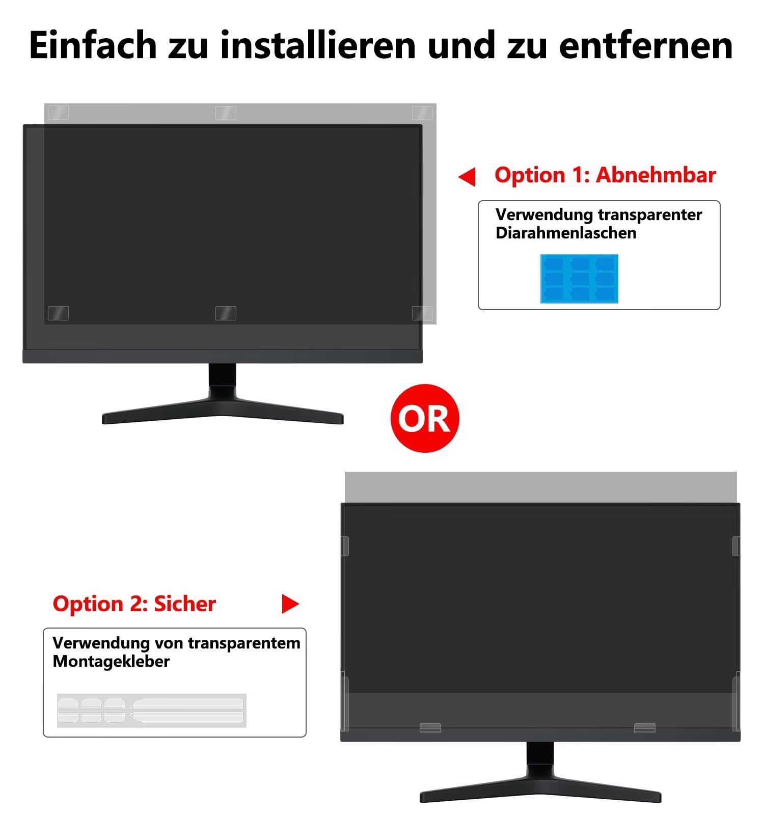 PYS 23,6 pollici Schermo Filtro Privacy per Monitor di Computer 16:9 Rapporto di Aspetto, Anti Luce Blu Anti-riflesso Rimovibile 23,6" Privacy Schermo Filtro Protettore Filtro
