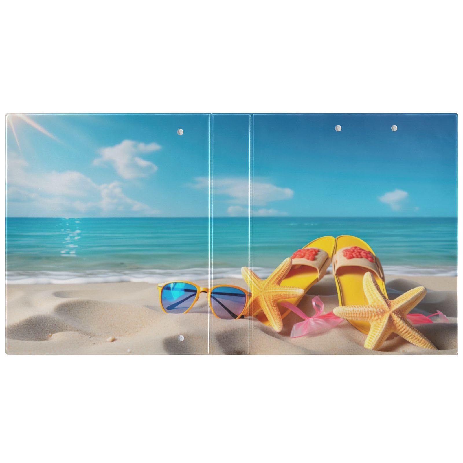 Raccoglitore a 3 anelli da 3,8 cm con clip in metallo, per rilassamento estivo, decorativo, rotondo, formato lettera, per casa e ufficio, confezione da 2