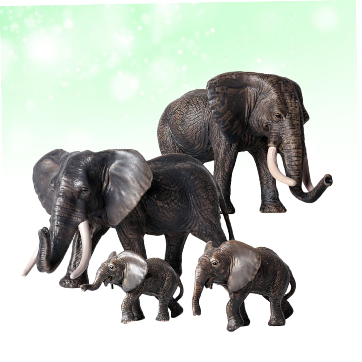 KOMBIUDA Modelo de Elefante de Simulación 4 Piezas PVC Negro | Figuras Creativas y Realistas, Juego de Grupo Salvaje, 1 Set para Niños
