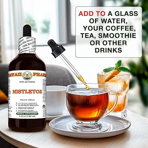 Miniatura 8 de Muérdago (Viscum Album) Glicerita de hierbas secas, fabricada en Hawái, materias primas orgánicas, totalmente naturales, veganas, extracto líquido