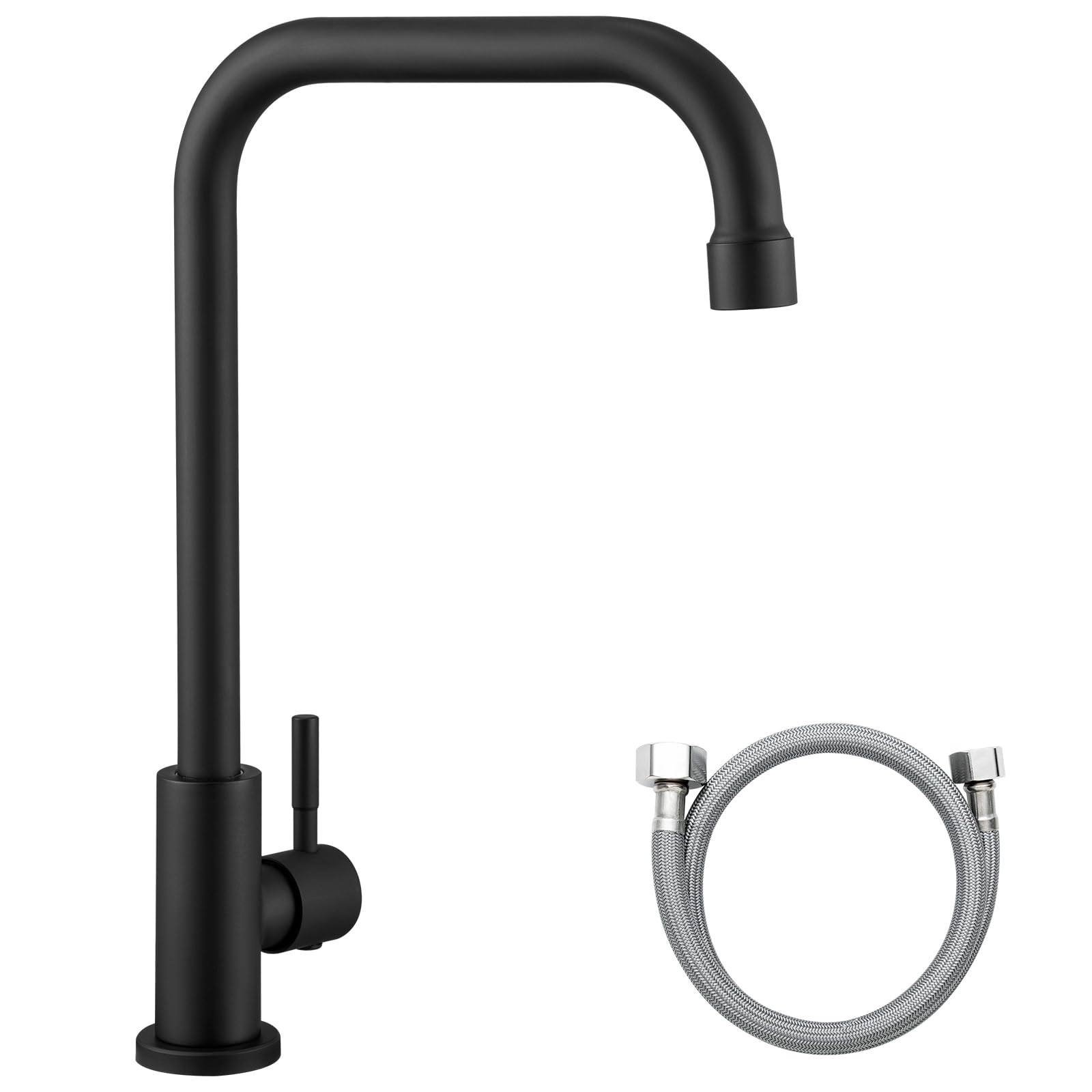 CECIPA Kaltwasserhahn, 360° Drehbarer Wasserhahn Kaltwasser, Edelstahl Kaltwasser Armaturen für Küche, Gäste WC, Garten, Wohnmobil, Schwarz | Kaltwasserhahn, 360° Drehbar, Austauschbarer Luftsprudler, DVGW Zertifiziert, Keramikkartusche, Garten, Wohnmobil
