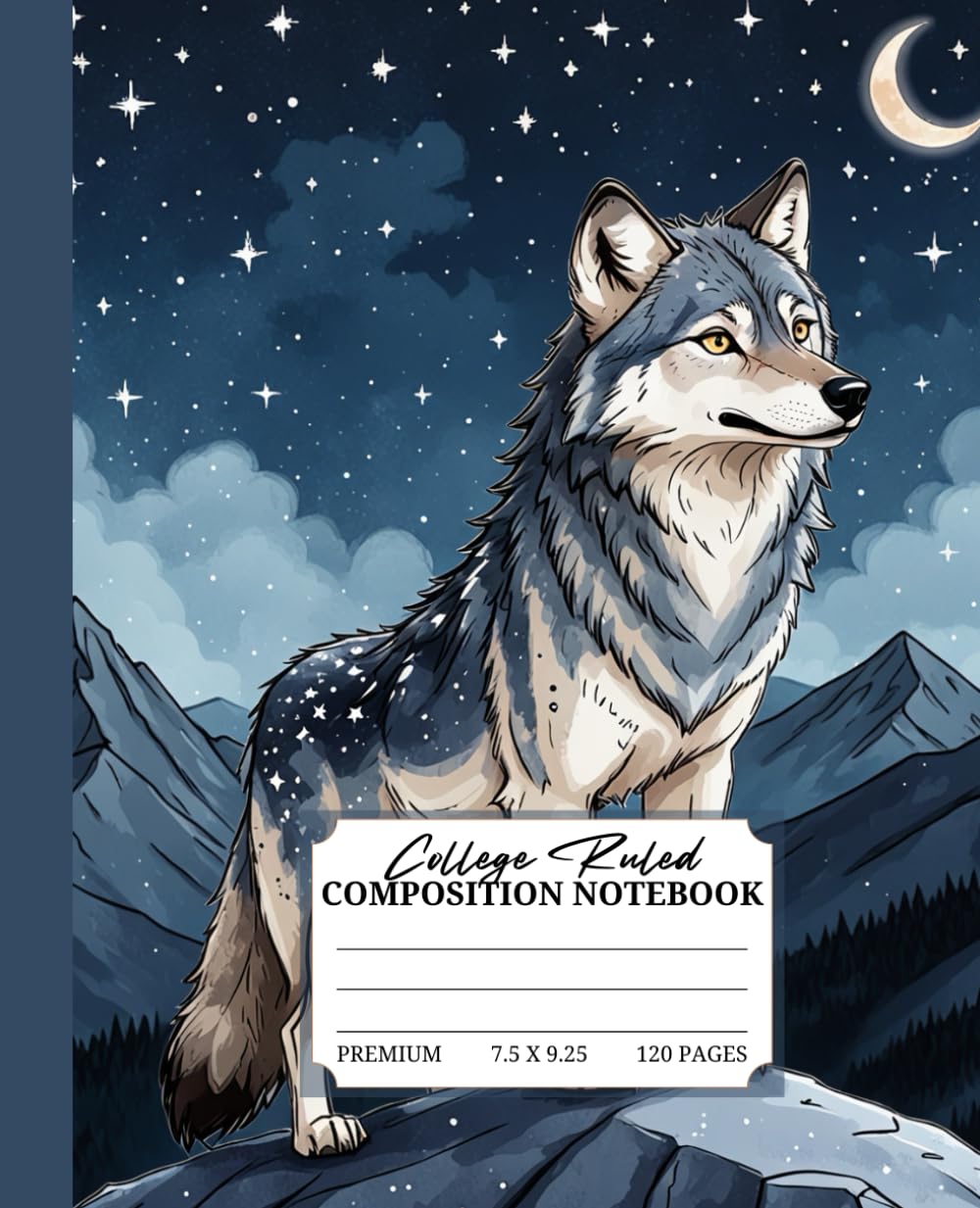 Celestial Wolf College Ruled Composition Notebook: 120-Page Anime-Inspired Journal for School, College, Writing, Doodling, Note-Taking, Creative ... Artists, Perfect for School, Office and Home