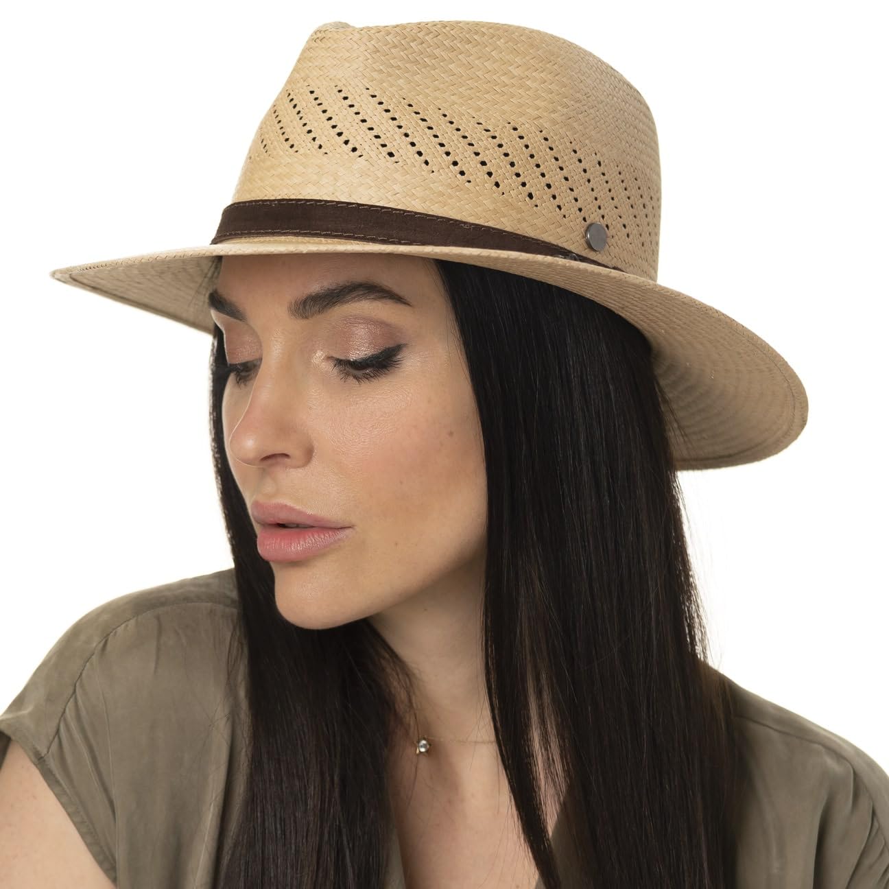 Lierys Air Panama Traveller Chapeau Paille Panama Protection UV Bande Cuir Made in Panama Unisexe Printemps Ete