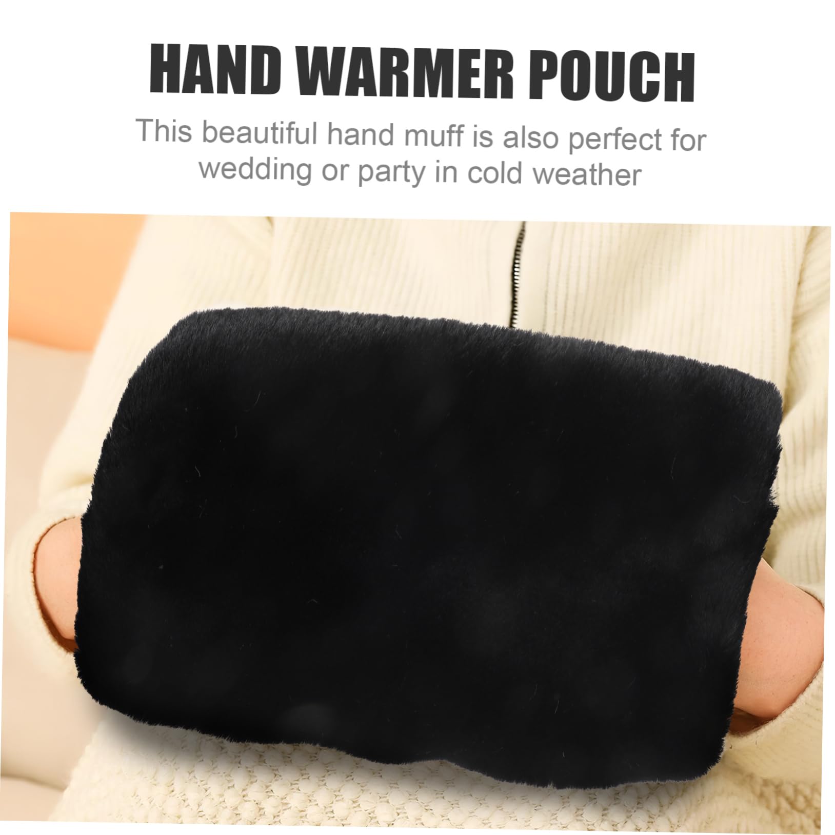 ibasenice Manguito Más Cálido Guantes Felpa Cálida De Invierno Conejo para Pelo Negro Calienta Chicas Conduciendo Bolsa De Punto Térmico Forrado Las Manos Felpa Corta Black