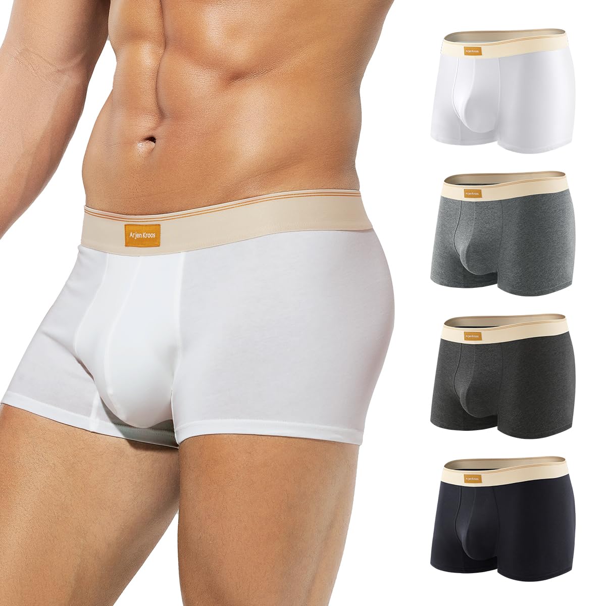 Arjen Kroos Boxershorts Herren Baumwolle 4er Pack Unterhosen Männer Retroshorts Unterwäsche Boxer (Gr. S - 2XL)