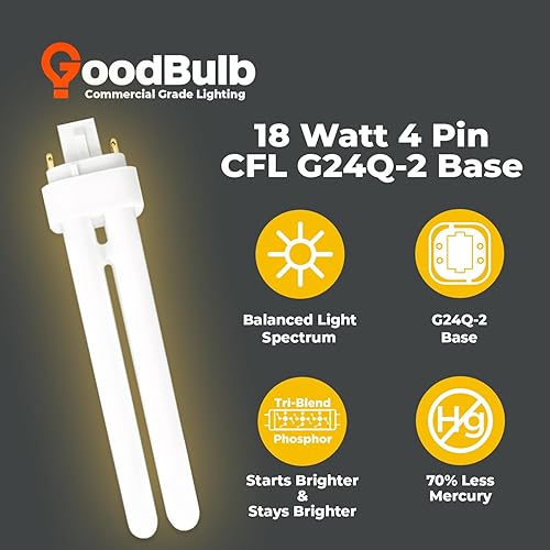 Miniatura 92 de GoodBulb - Focos CFL PL, paquete de 10 unidades 3500K