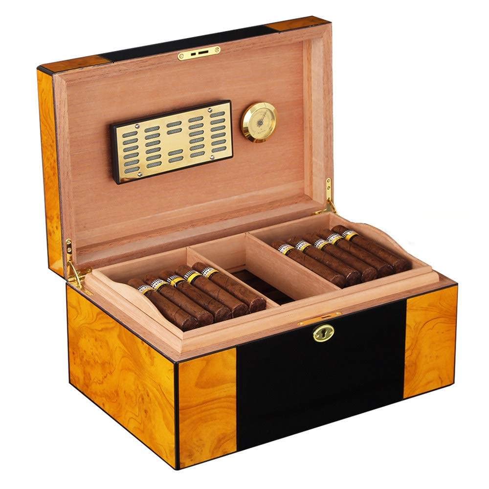Cave à Cigares Portable En Bois De Cèdre - Hygromètre Numérique, Étagères Amovibles, 15-20 Cigares