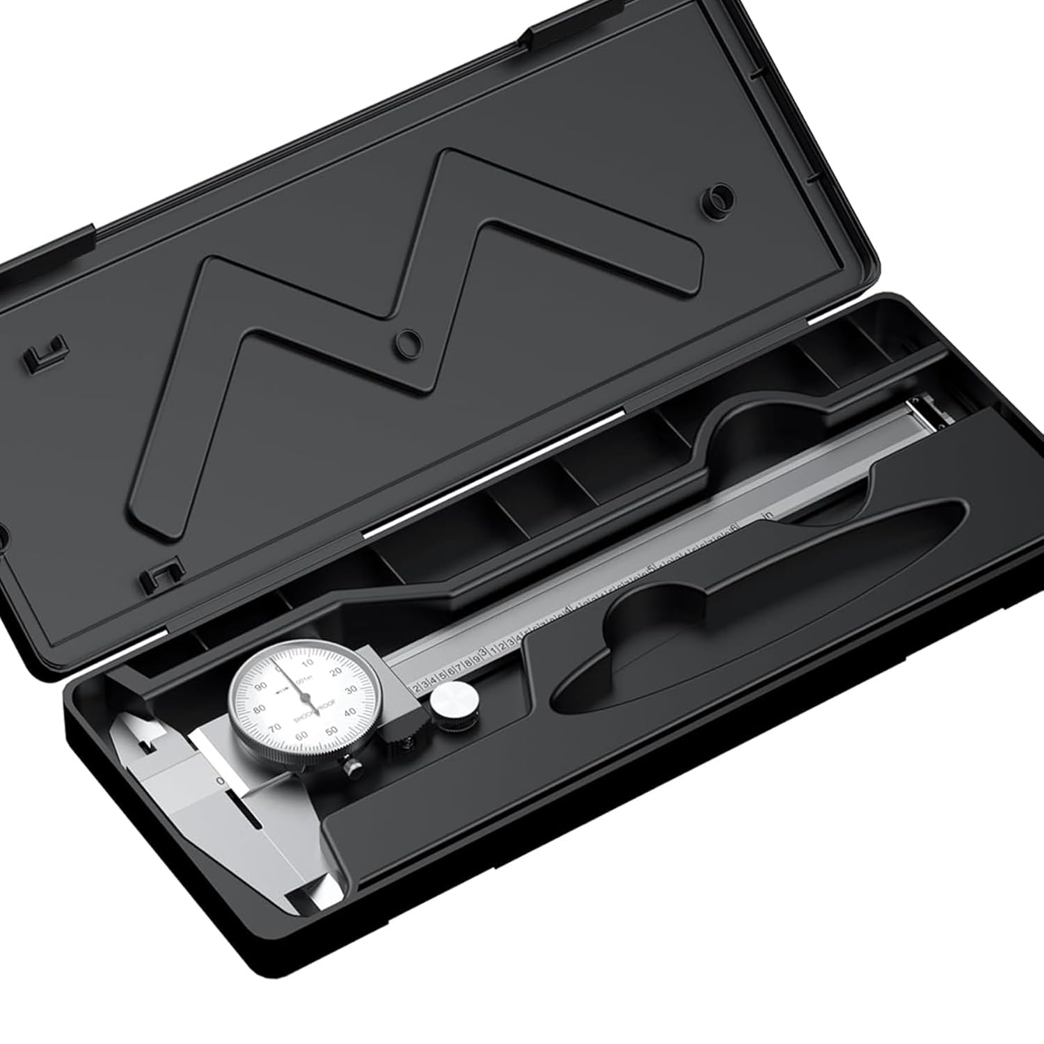 0-6 inch Dial Caliper Measuring Tool Imperial Stainless Steel 4-Way Dial Caliper 0.001" Shockproof with Plastic Case