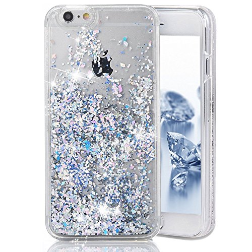 SUPVIN Liquid Phone Case for Girls, Fashion Creative Design Flowing Liquid Floating Luxury Bling Glitter Sparkle Diamond Hard Clear Case Compatible for iPhone 7 / iPhone 8