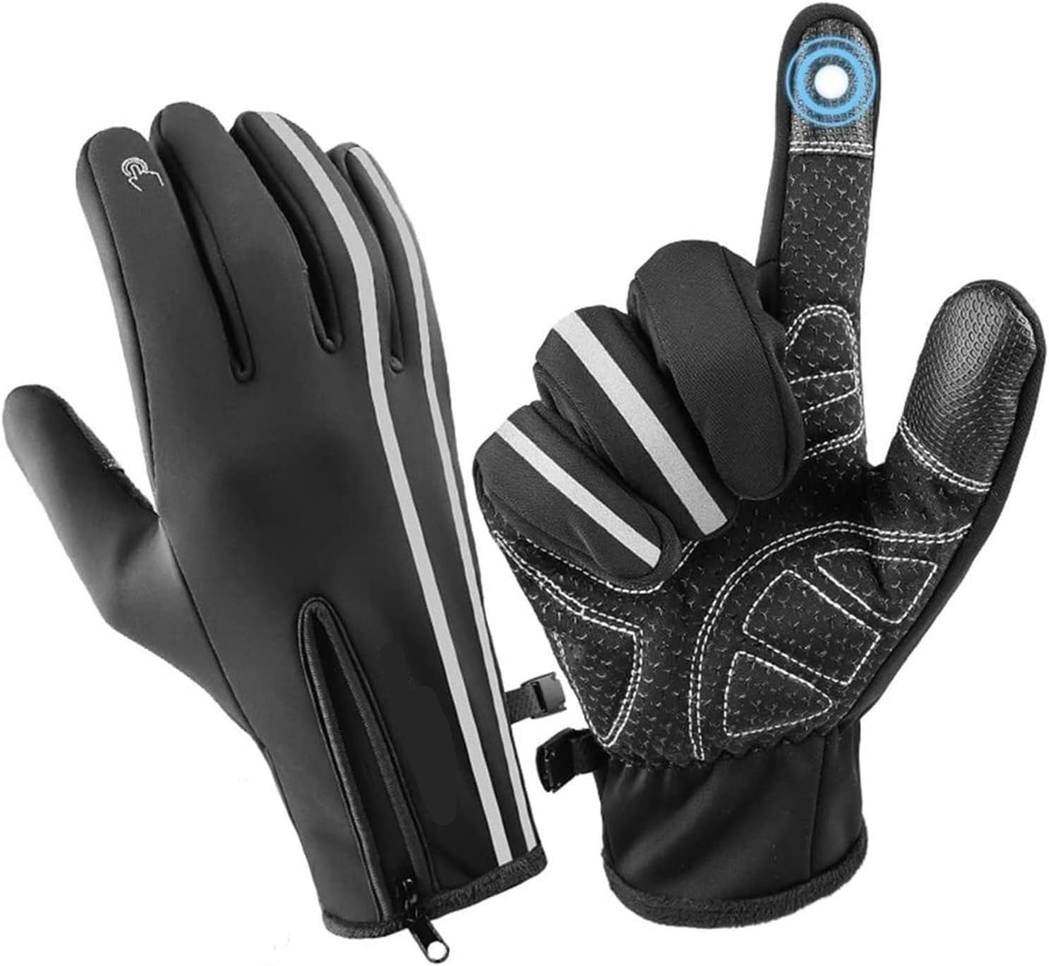 Gants de Cyclisme Gant Réfléchissant Sport Gants Polaire Thermique Écran Tactile Ski Extérieur Gant Velo (Color : Black, Size : XXL)